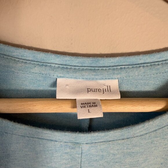 J. Jill Pure Jill Crewneck Knit Sweater Pullover Women's Large Blue Pockets Cozy - Picture 7 of 13